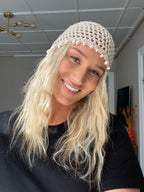 Mesh beanie (OPPSKRIFT + GARNPAKKE) — Øko bomull