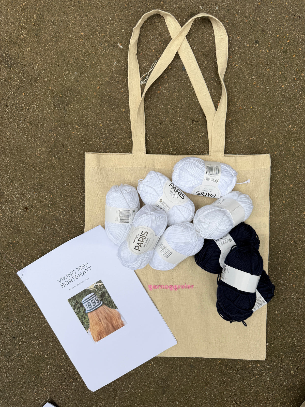Viking 1899 bortehatt (OPPSKRIFT + GARN + TOTEBAG)
